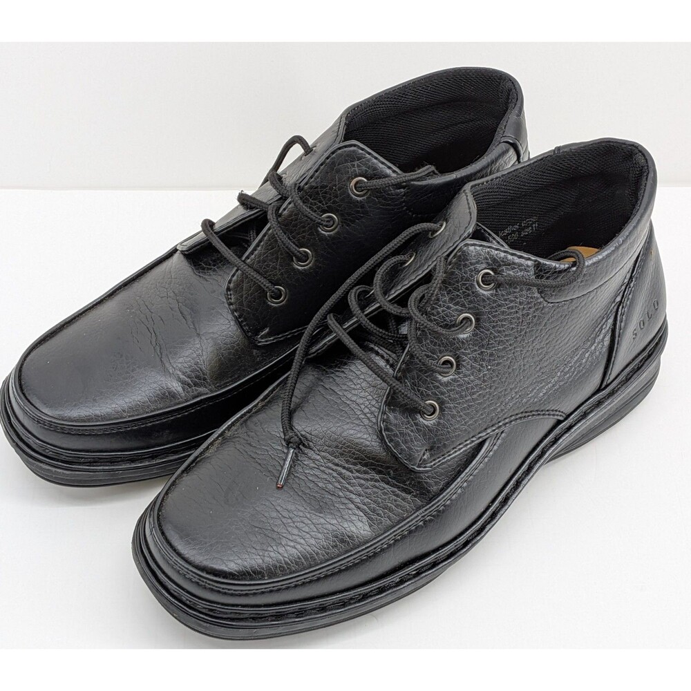 Solo Men's Black Faux Leather Lace-Up Casual Oxford Shoes US Size 11